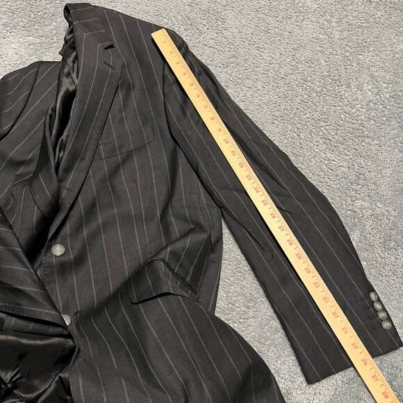 Crombie Blazer Jacket Mens 44 Long Grey Pinstripe Wool 2 Button Super 110 - Picture 12 of 12